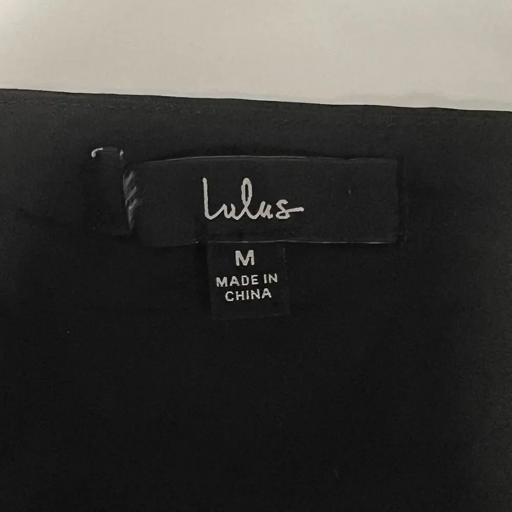 Lulus Truly the Cutest Black Satin Square Neck Mini Dress Size M New